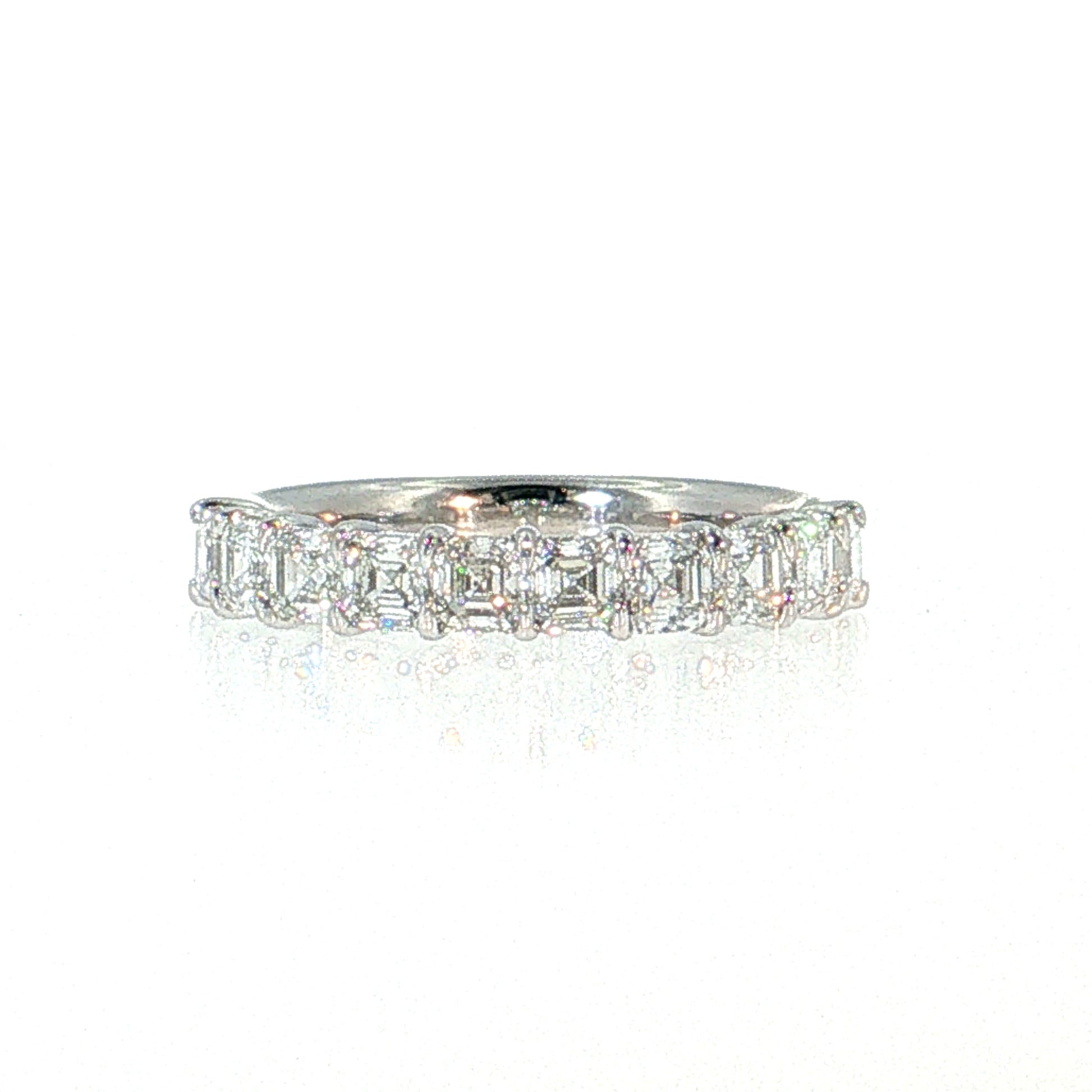 1.65 Asscher Diamond Half-Eternity Band 18k White Gold