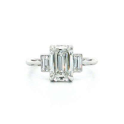 1.66 Emerald Cut Diamond Engagement Ring Platinum