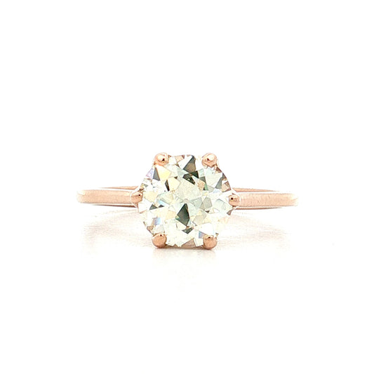 1.66 Old European Diamond Engagement Ring 18k Rose Gold
