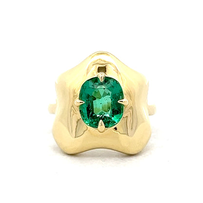 1.70 Cushion Cut Emerald Cocktail Ring in 18k