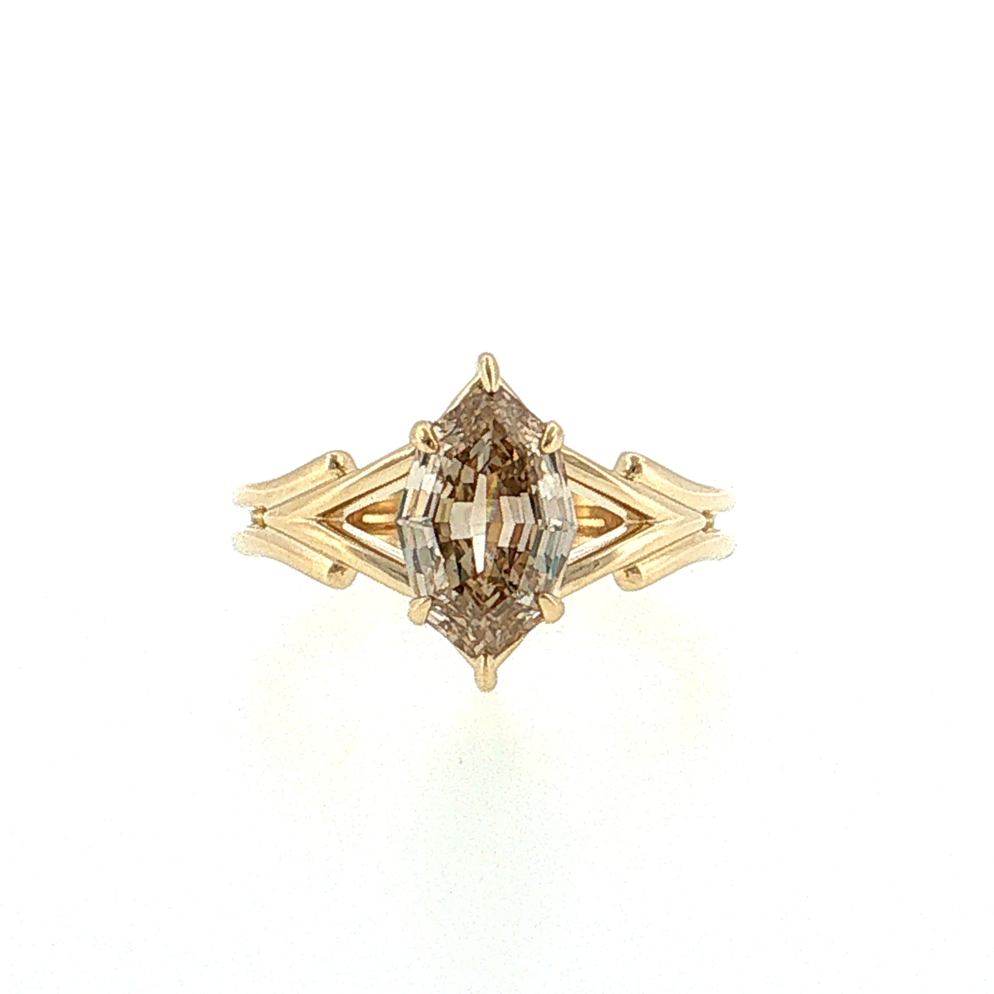 1.75 Marquise Step Fancy Brown Diamond Engagement Ring 14k