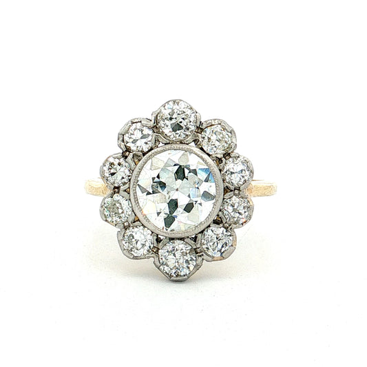 1.75 Old European Diamond Engagement Ring Platinum & 18k