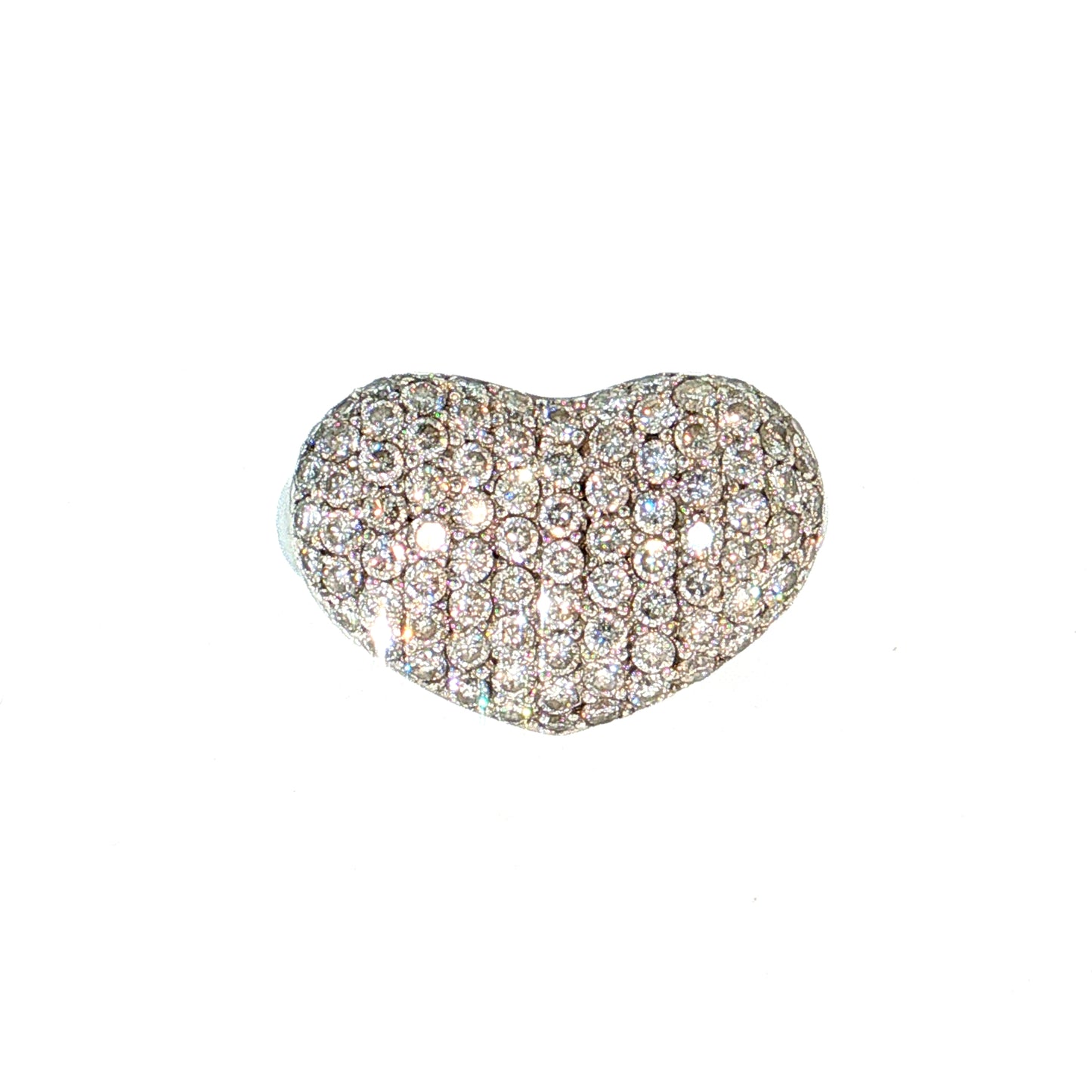 1.76 Pave Diamond Heart Cocktail Ring 14k White Gold