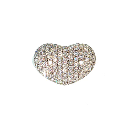 1.76 Pave Diamond Heart Cocktail Ring 14k White Gold
