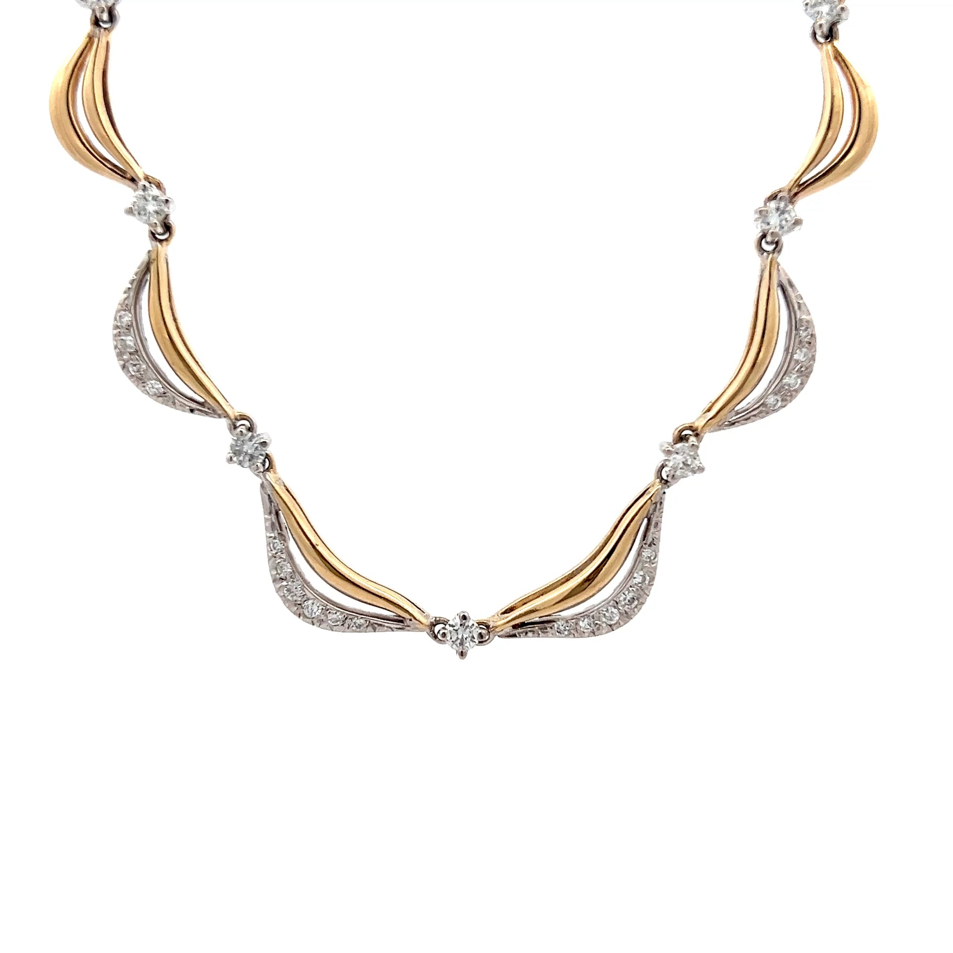 1.78 Diamond Collar Necklace 14k Two-Tone Gold