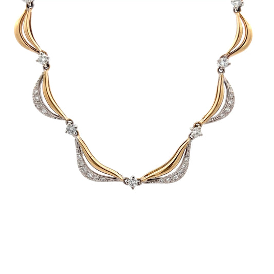 1.78 Diamond Collar Necklace 14k Two-Tone Gold