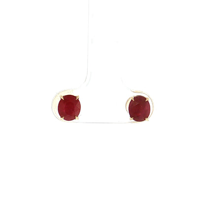 1.78 Ruby Oval Stud Earrings 14k Yellow Gold
