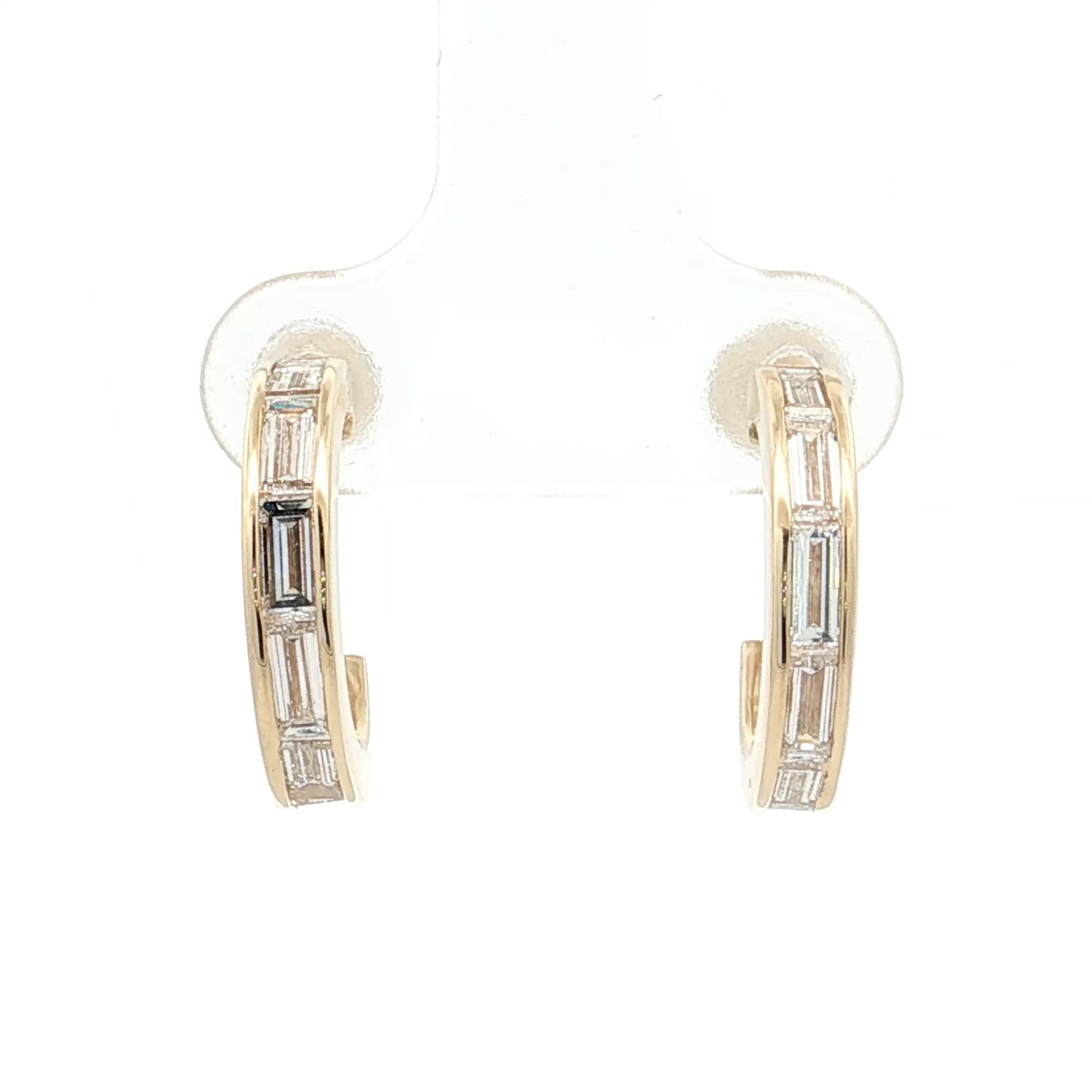 1.80 Baguette Diamond Hoop Earrings 18k Yellow Gold