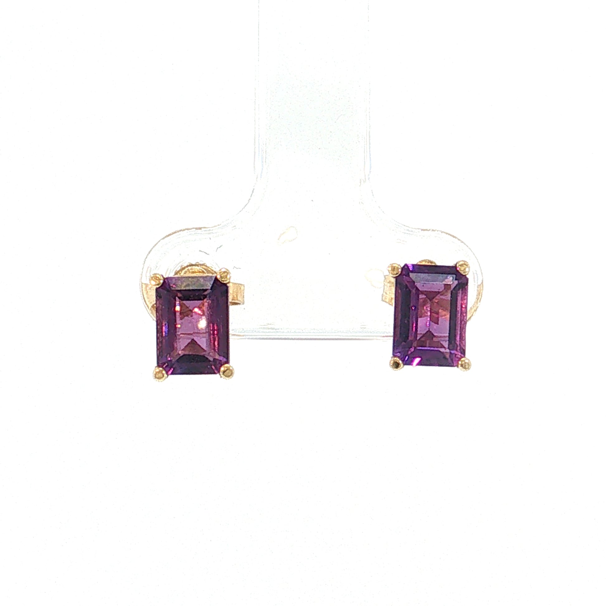 1.80 Emerald Cut Amethyst Stud Earrings 14k