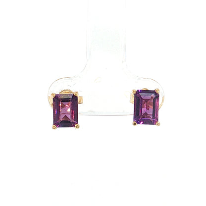 1.80 Emerald Cut Amethyst Stud Earrings 14k