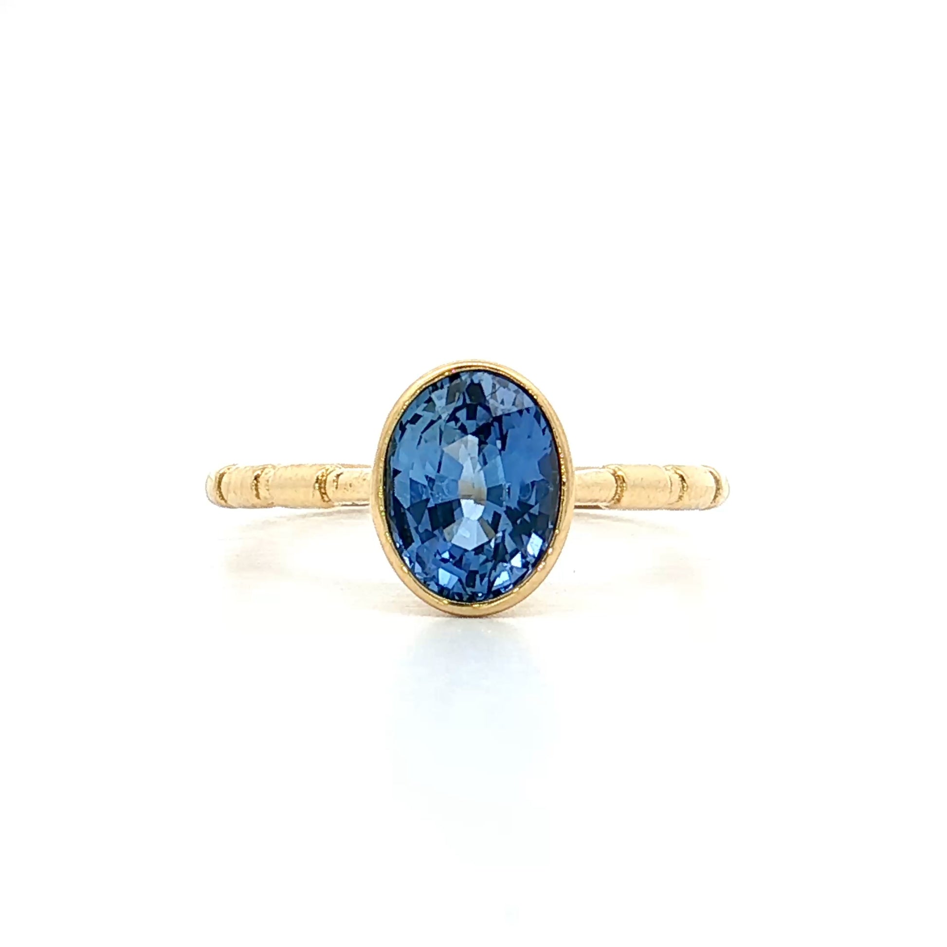 1.81 Oval Blue Sapphire Engagement Ring 18k Yellow Gold