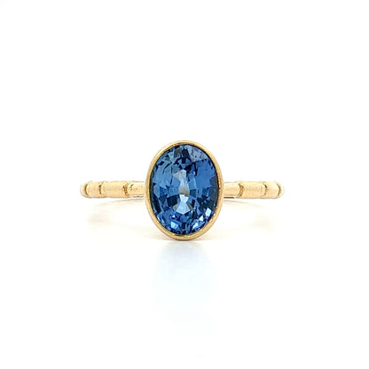 1.81 Oval Blue Sapphire Engagement Ring 18k Yellow Gold
