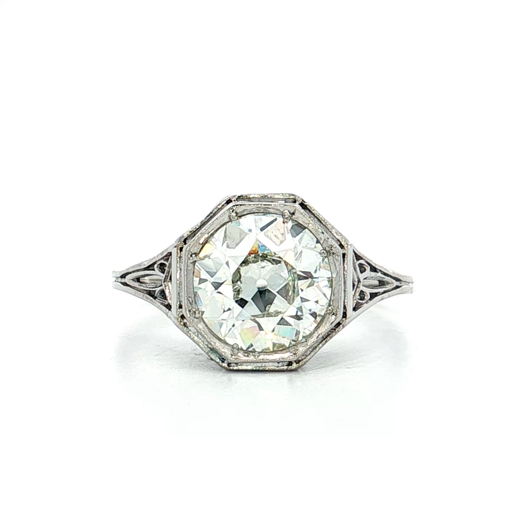 1.84 Vintage Art Deco Diamond Engagement Ring 18k – Filigree Jewelers