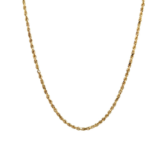 1.85mm Rope Chain Necklace in 14k Yellow Gold