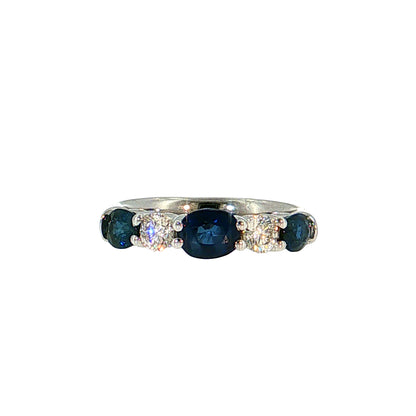 1.89 Sapphire Five Stone Ring 18k White Gold & Platinum