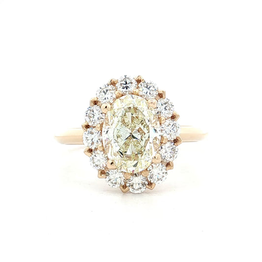 1.90 GIA Oval Diamond Halo Engagement Ring 14k 