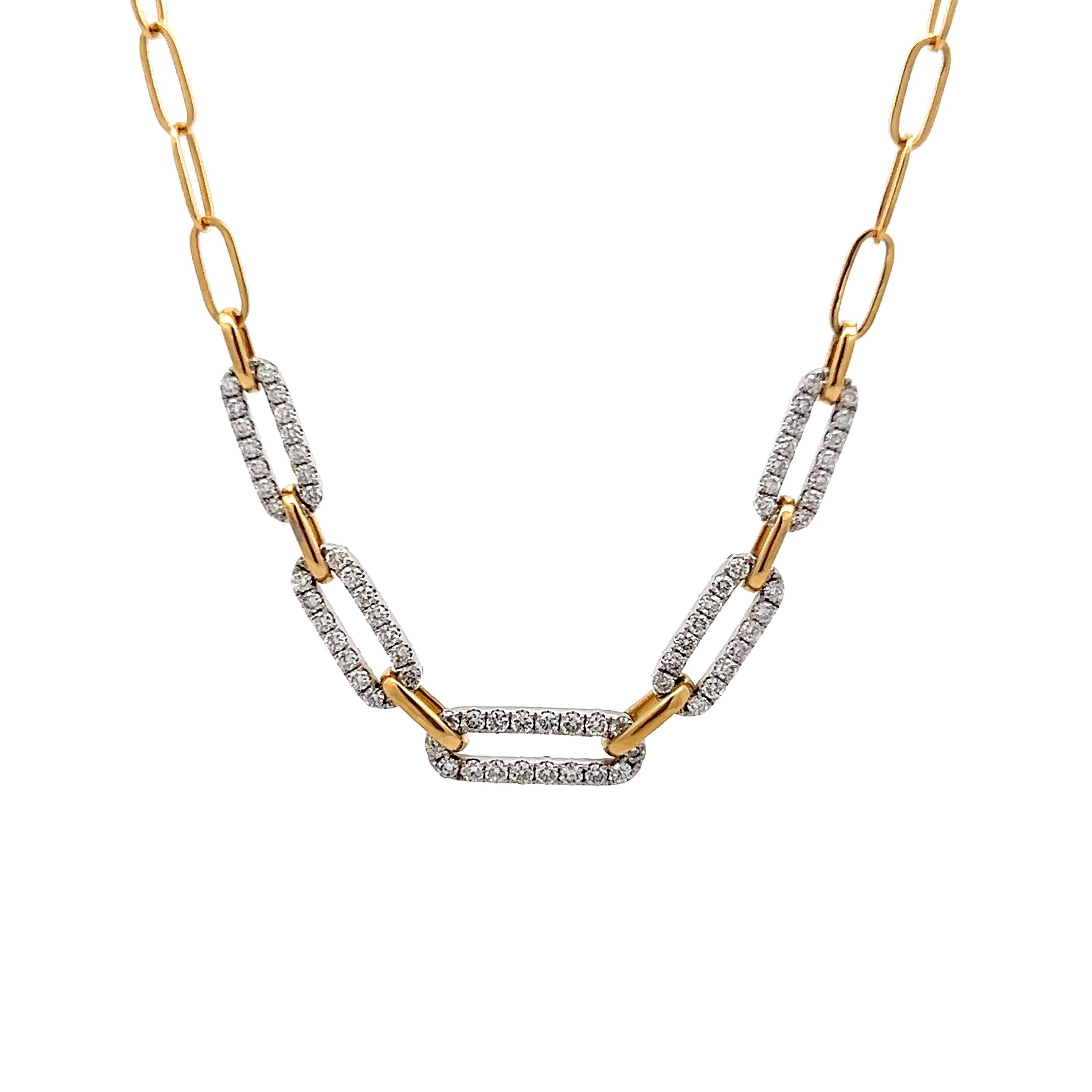 1.91 Brilliant Diamond Paperclip Chain Necklace in 18k – Filigree