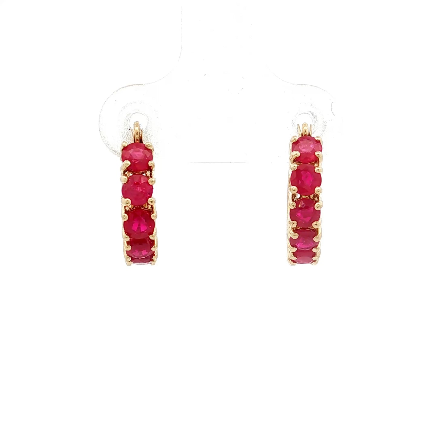 1.92 Round Ruby Huggie Hoop Earrings in 14k