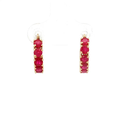 1.92 Round Ruby Huggie Hoop Earrings in 14k