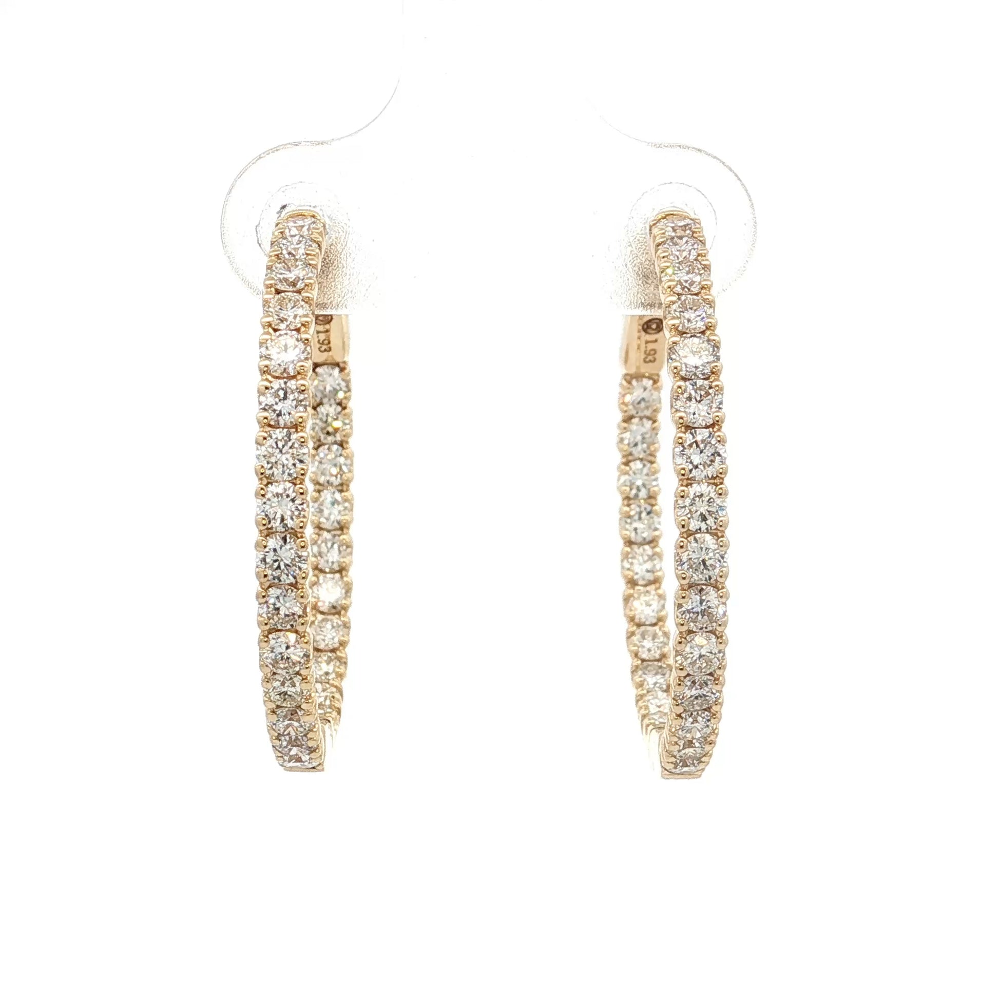1.93 Diamond Inside-Out Hoop Earrings 14k Yellow Gold
