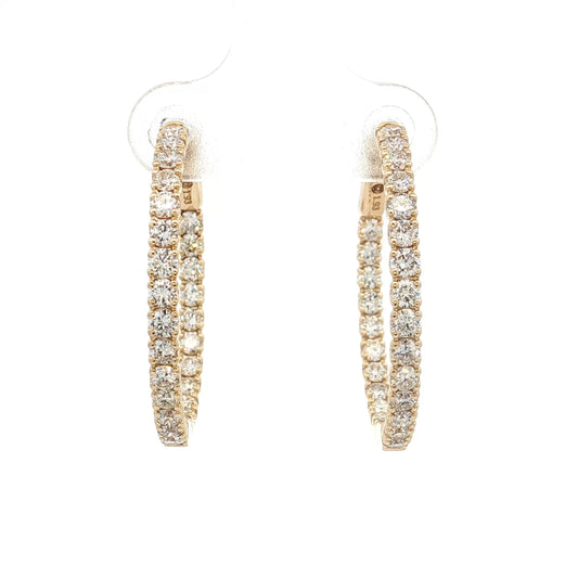 1.93 Diamond Inside-Out Hoop Earrings 14k Yellow Gold