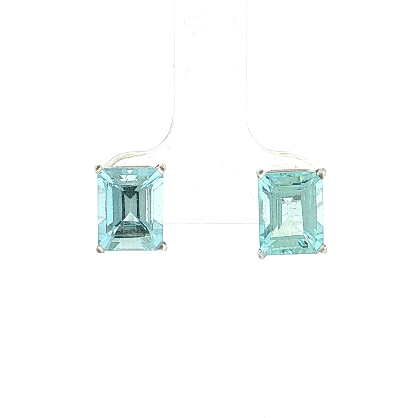 1.94 Emerald Cut Aquamarine Stud Earrings 14K