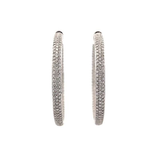1.97 Pave Diamond Hoop Earrings in 14k White Gold