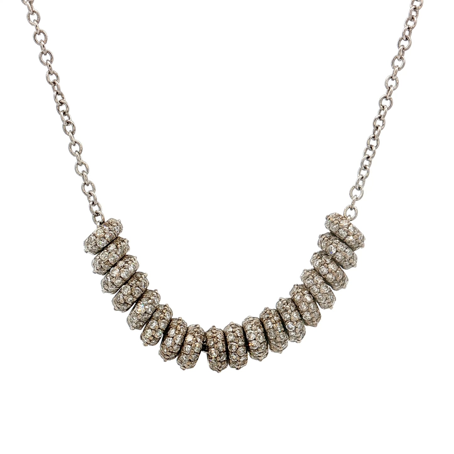 1.98 Diamond Rondelle Necklace 14k & 18k White Gold
