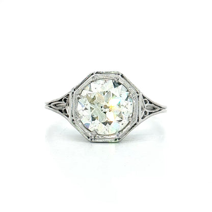 1.99 Antique Art Deco Diamond Engagement Ring Platinum