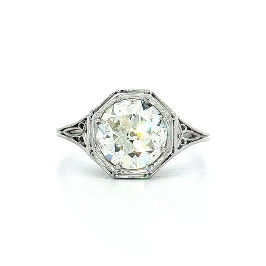 1.99 Antique Art Deco Diamond Engagement Ring Platinum