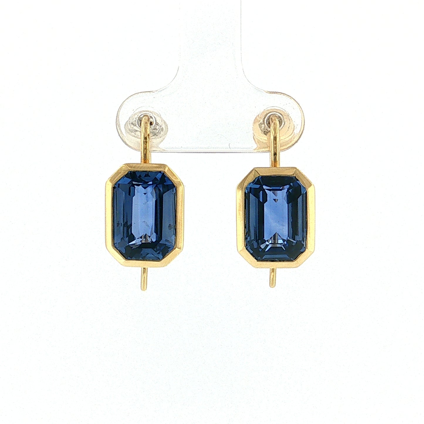 10.26 Emerald Cut Sapphire Drop Earrings 18k