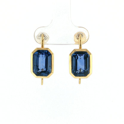 10.26 Emerald Cut Sapphire Drop Earrings 18k