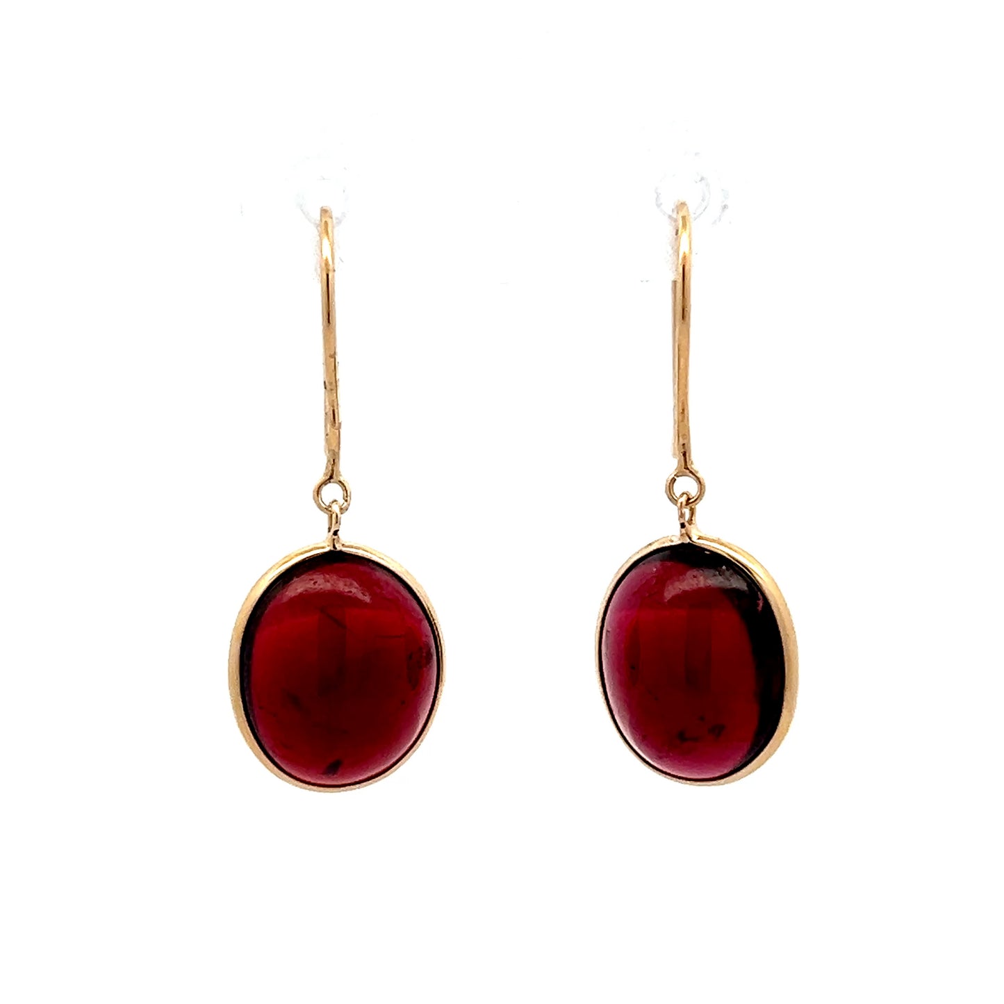10.40 Cabochon Garnet Drop Earrings in 14k