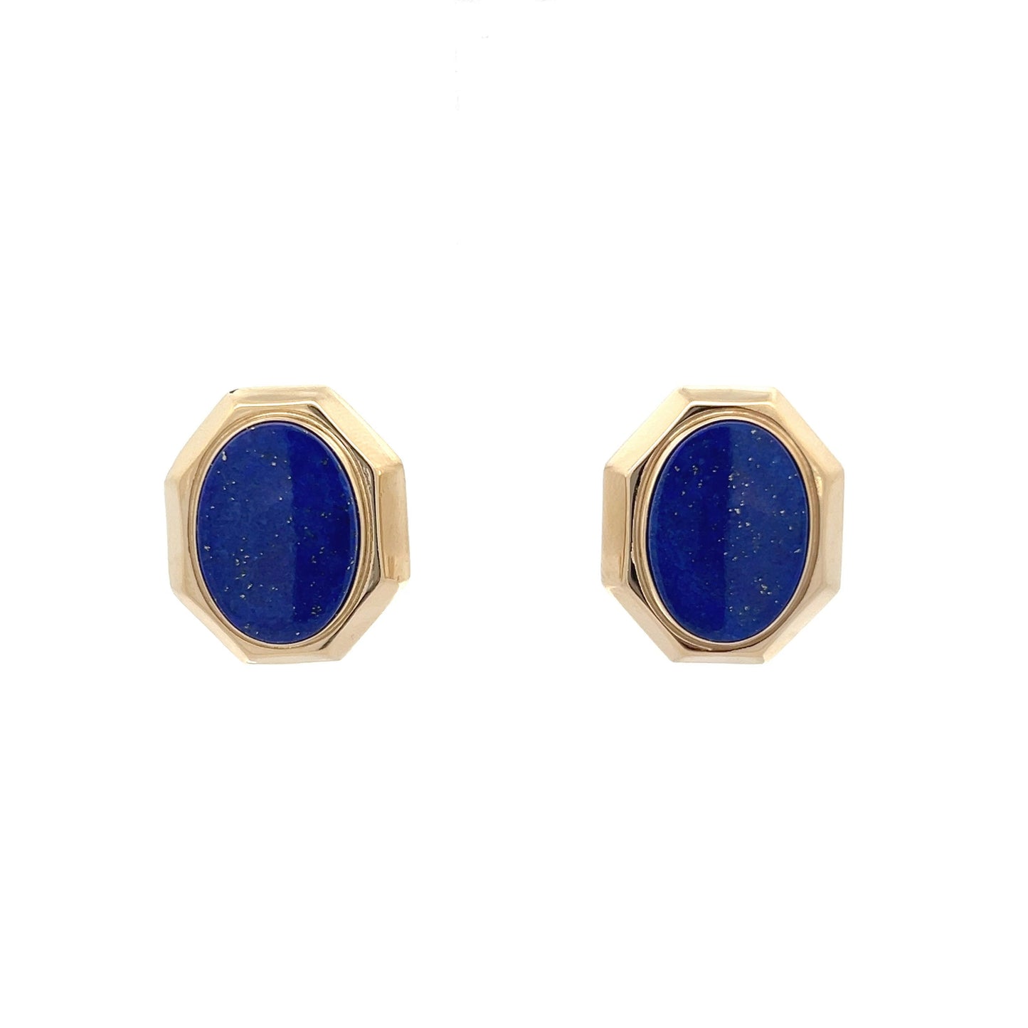10.70 Oversized Lapis Lazuli Stud Earrings in 14k