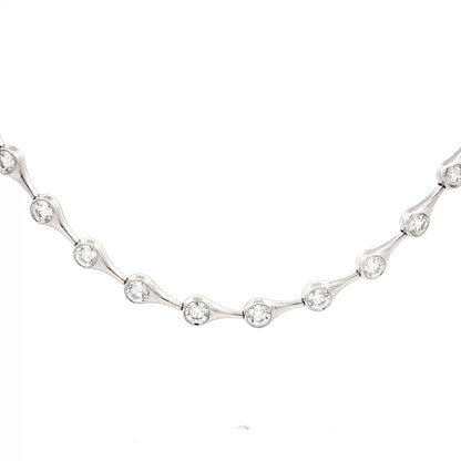 10.86 Diamond Station Necklace in 18k White Gold