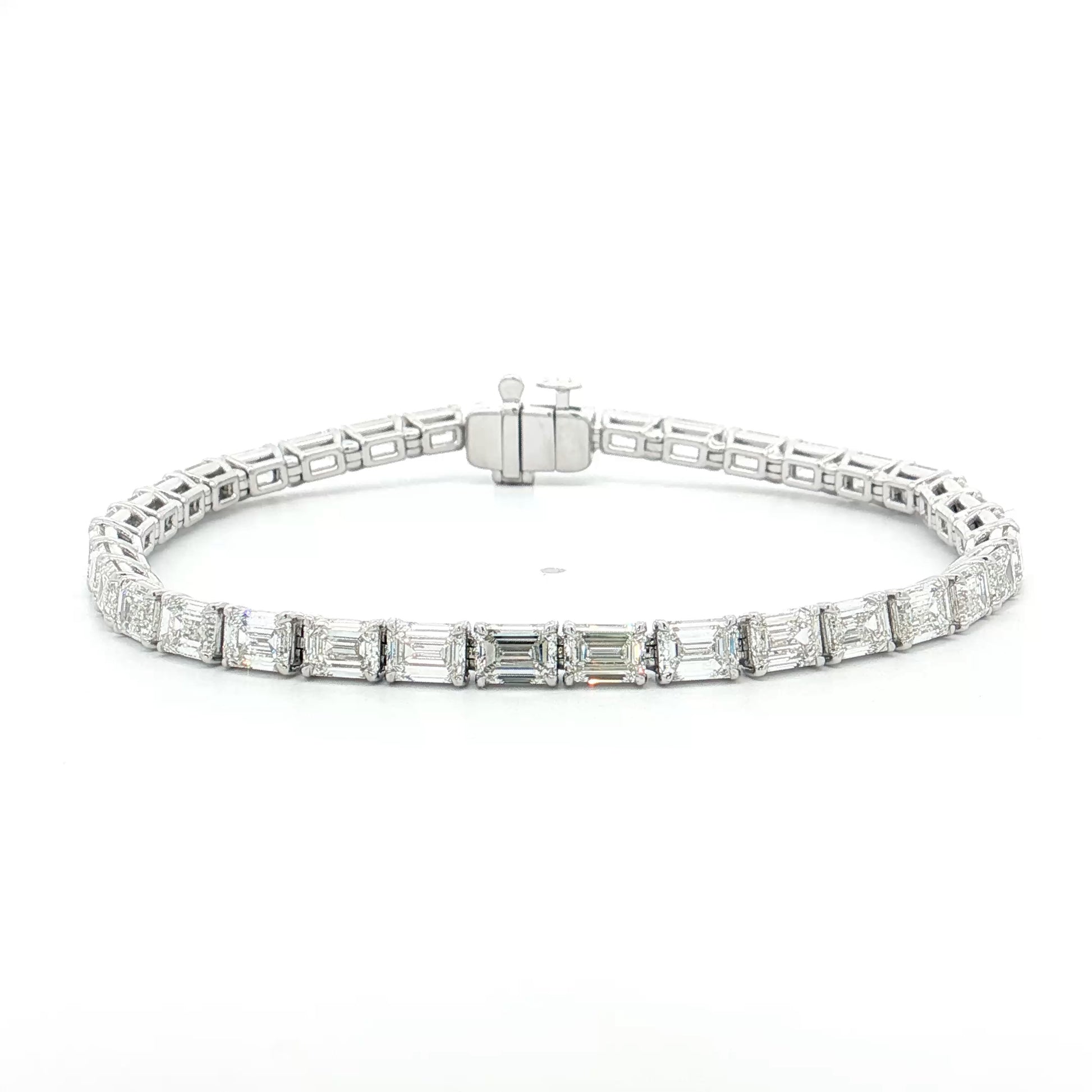 10.91 GIA Emerald Cut Diamond Tennis Bracelet 18k
