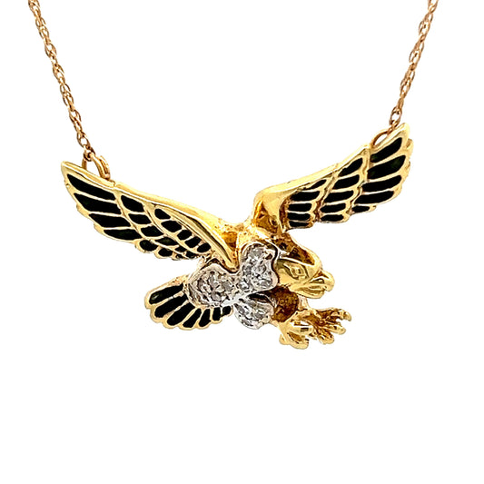 Vintage Mid-Century Diamond Eagle Pendant Necklace