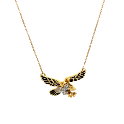 Vintage Mid-Century Diamond Eagle Pendant Necklace
