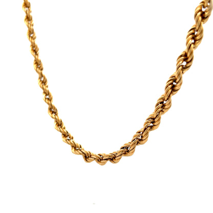 24 Inch Mens Rope Chain Necklace in 14k Yellow Gold
