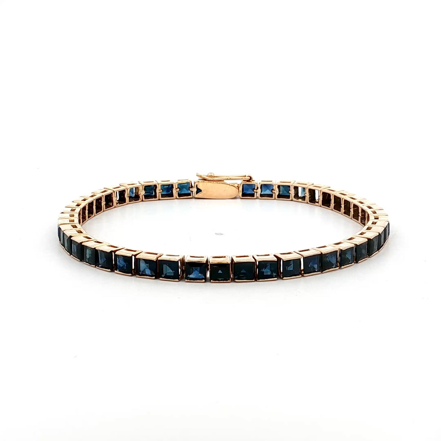10 Carat Step Cut Sapphire Tennis Bracelet in 14k