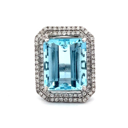 11.16 Emerald Cut Aquamarine in 14k White Gold