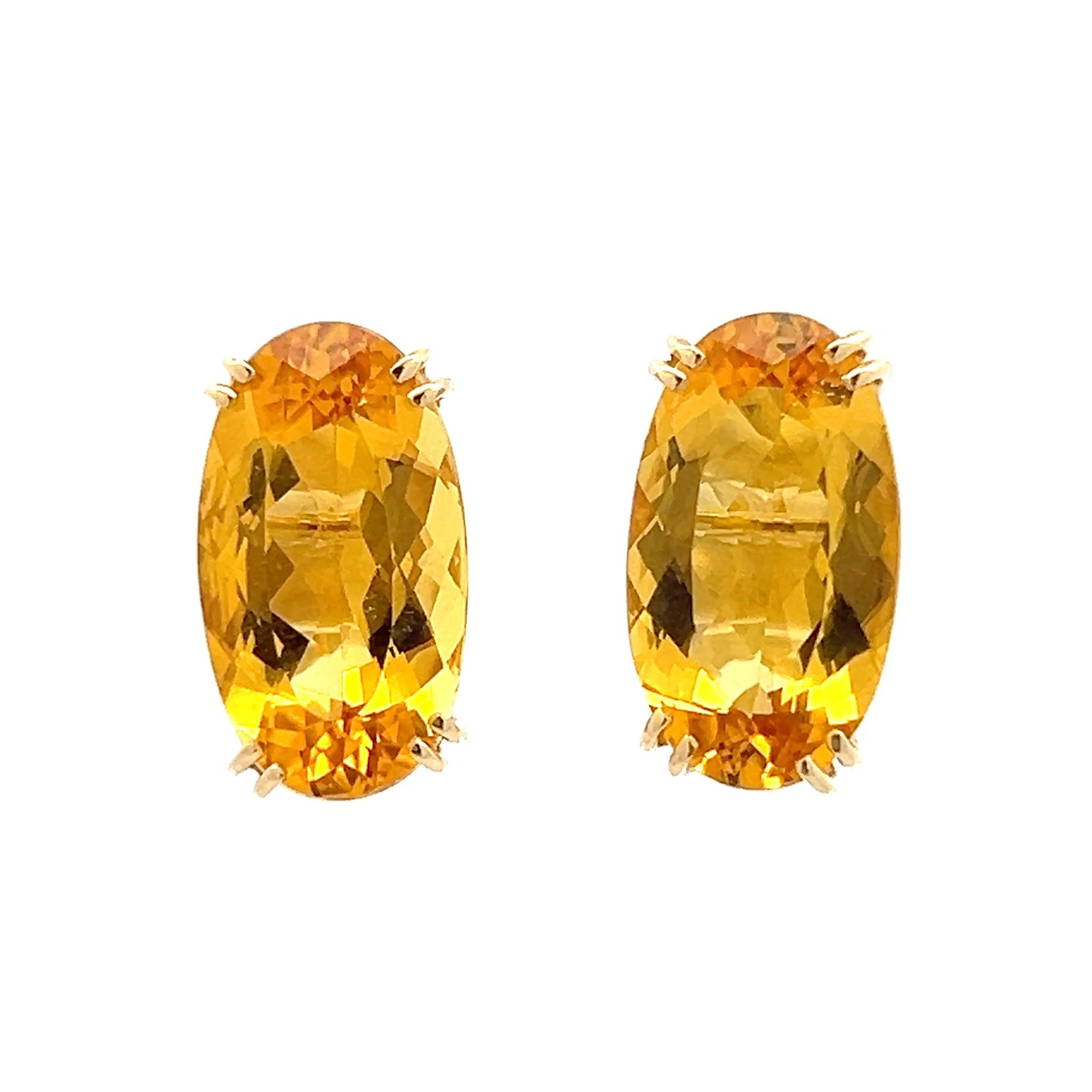 11.22 Oval Citrine Large Stud Earrings in 14k