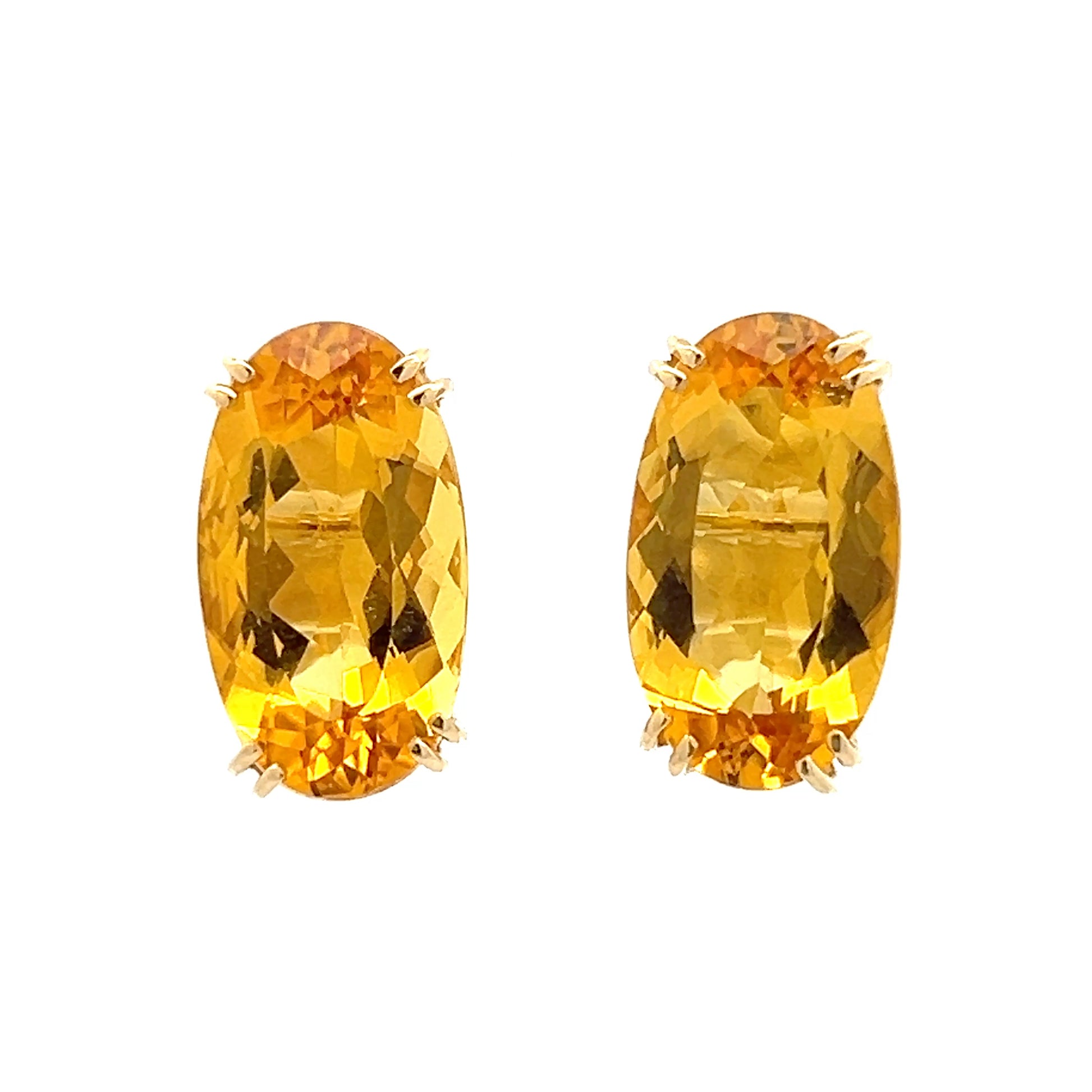 11.22 Oval Citrine Large Stud Earrings in 14k