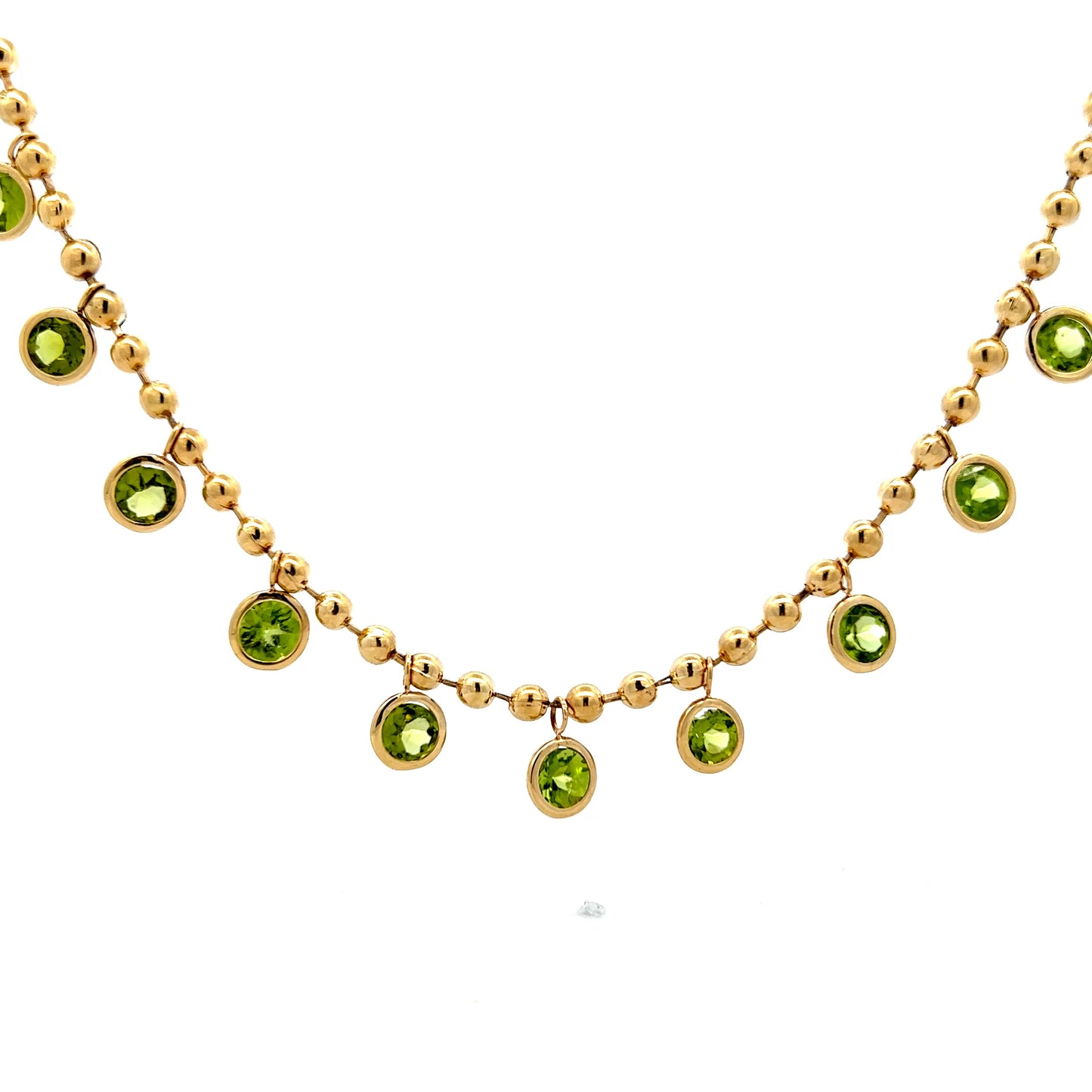 11.39 Peridot Dangle Necklace in 14k Yellow Gold