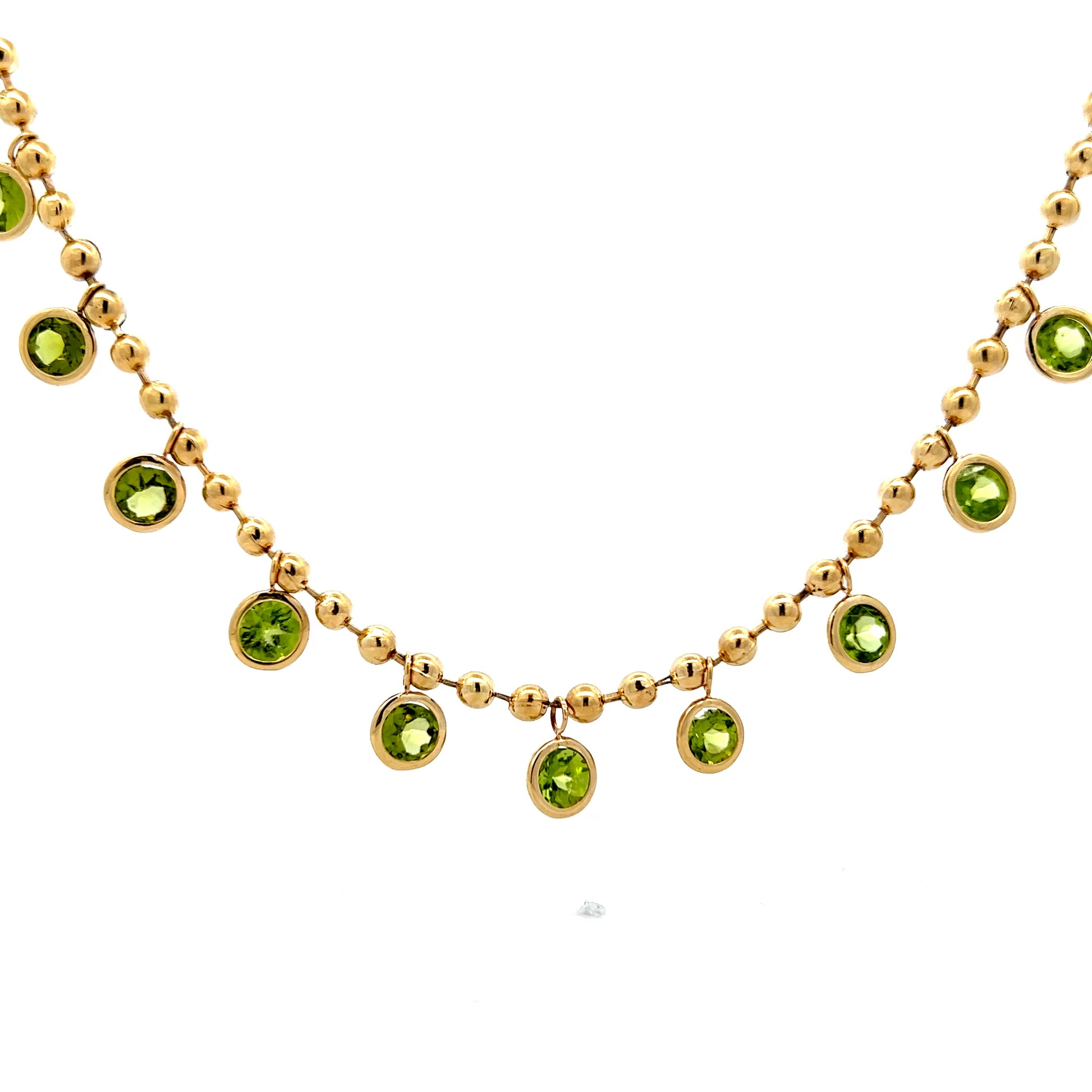 11.39 Peridot Dangle Necklace in 14k Yellow Gold