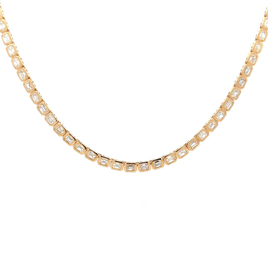 11.60 Emerald Cut Tennis Necklace in 14k Yellow Gold