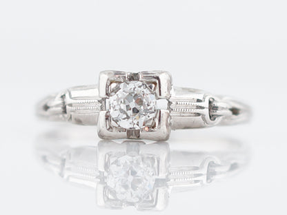Detailed Old Euro Diamond Filigree Engagement Ring Art Deco