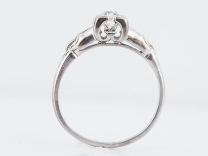 Detailed Old Euro Diamond Filigree Engagement Ring Art Deco