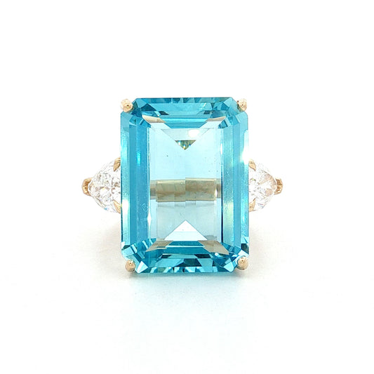 12.32 Aquamarine & Diamond Cocktail Ring 14k