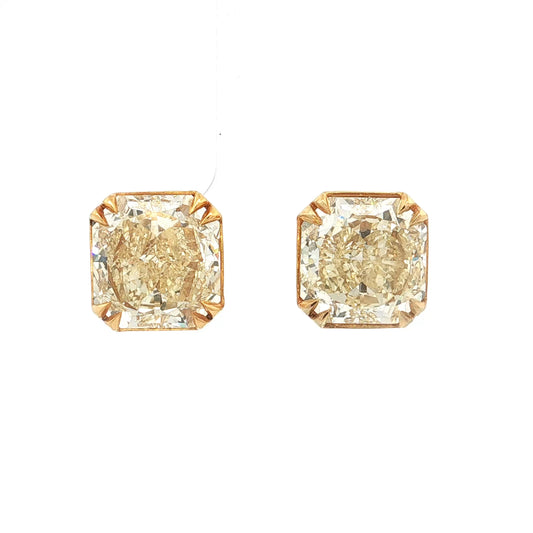 12.35 Fancy Yellow Square Diamond Earring Studs 18k